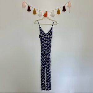Zinga Blue Floral Print Jumpsuit Size Medium